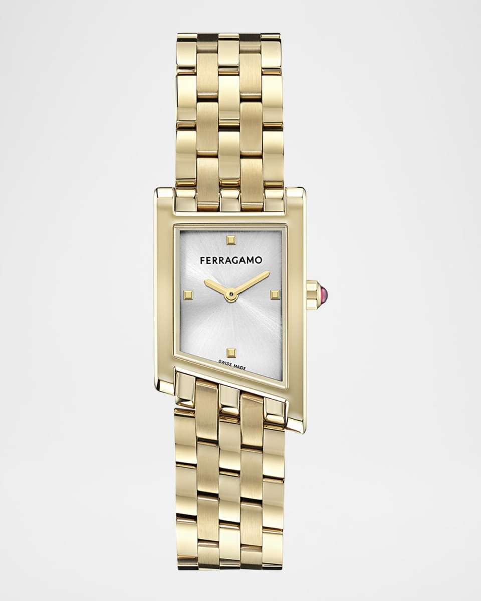 Ferragamo Asymetrique 22X36MM IP Yellow Gold Bracelet Watch